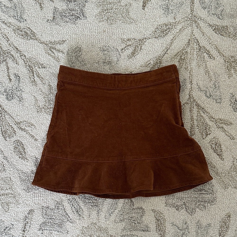 Crewcuts Brown Corduroy Mini Skirt with Flounce Hem